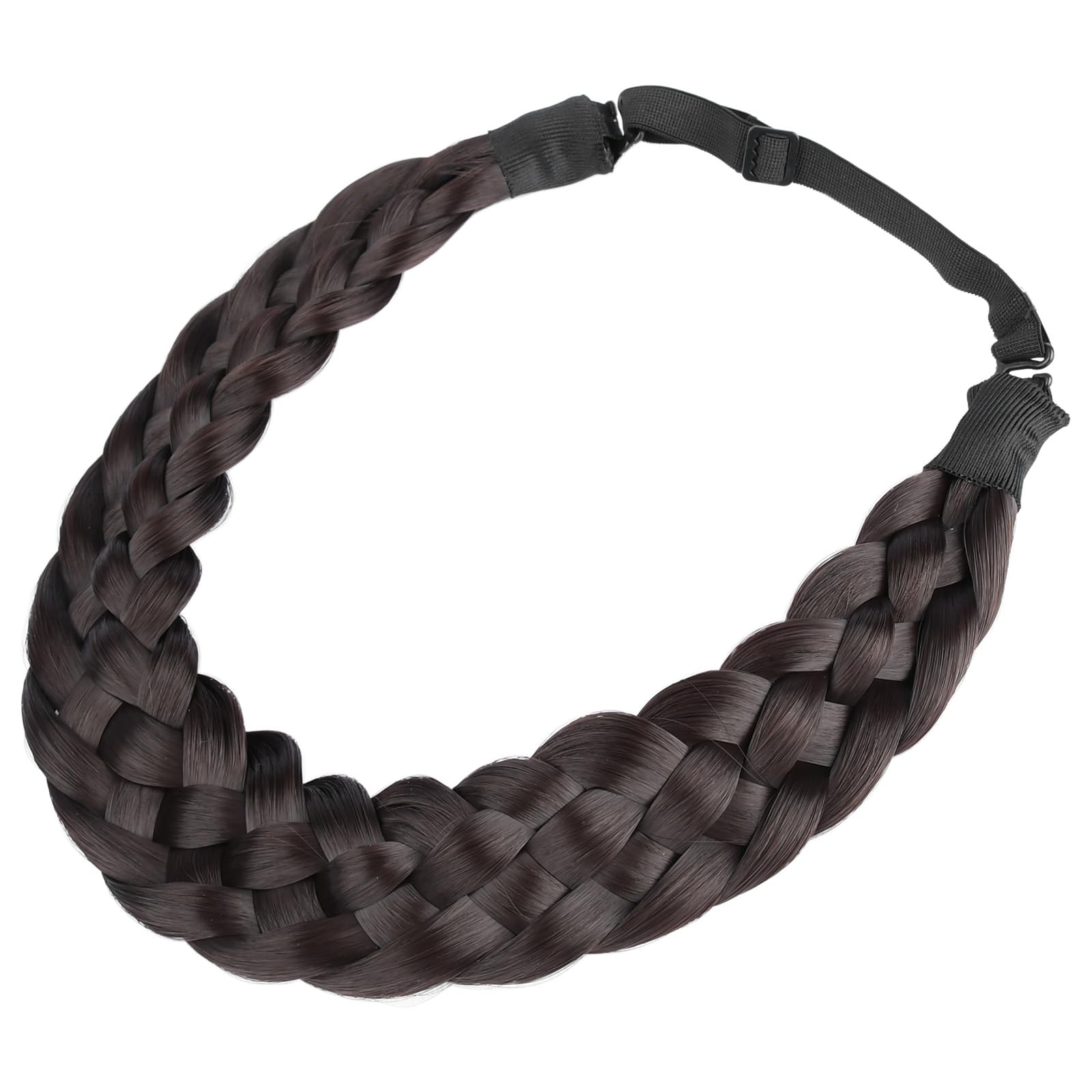 BOBIYA 5 Strand Synthetic Hair Braided Headband Classic Chunky Wide Plaited Braids Elastic Stretch Hairpiece for Women Girl (Dark Chocolate) - Image 2