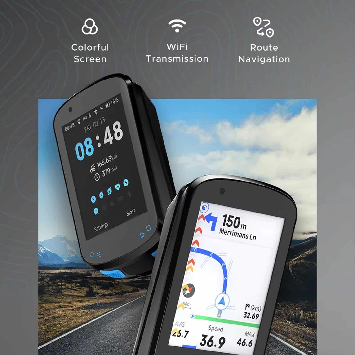 ridelyvo CC600 bezprzewodowy komputer rowerowy z kolorowym ekranem, nawigacja GPS, WiFi i Bluetooth, szybkie pozycjonowanie 5s, bezpłatny trening w pomieszczeniach