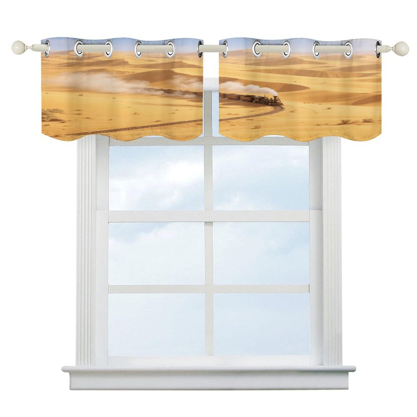 Fekiloot Style Golden Sand Dune Desert Short Curtains Valance Curtain