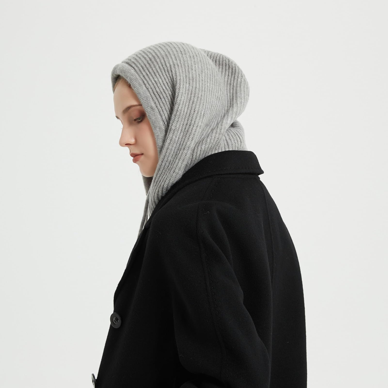 HEYANN Cagoule d'hiver à capuche pour femme et homme - Chaud - Unisexe - Pull tricoté avec cordon de serrage - Masque de sport en plein air