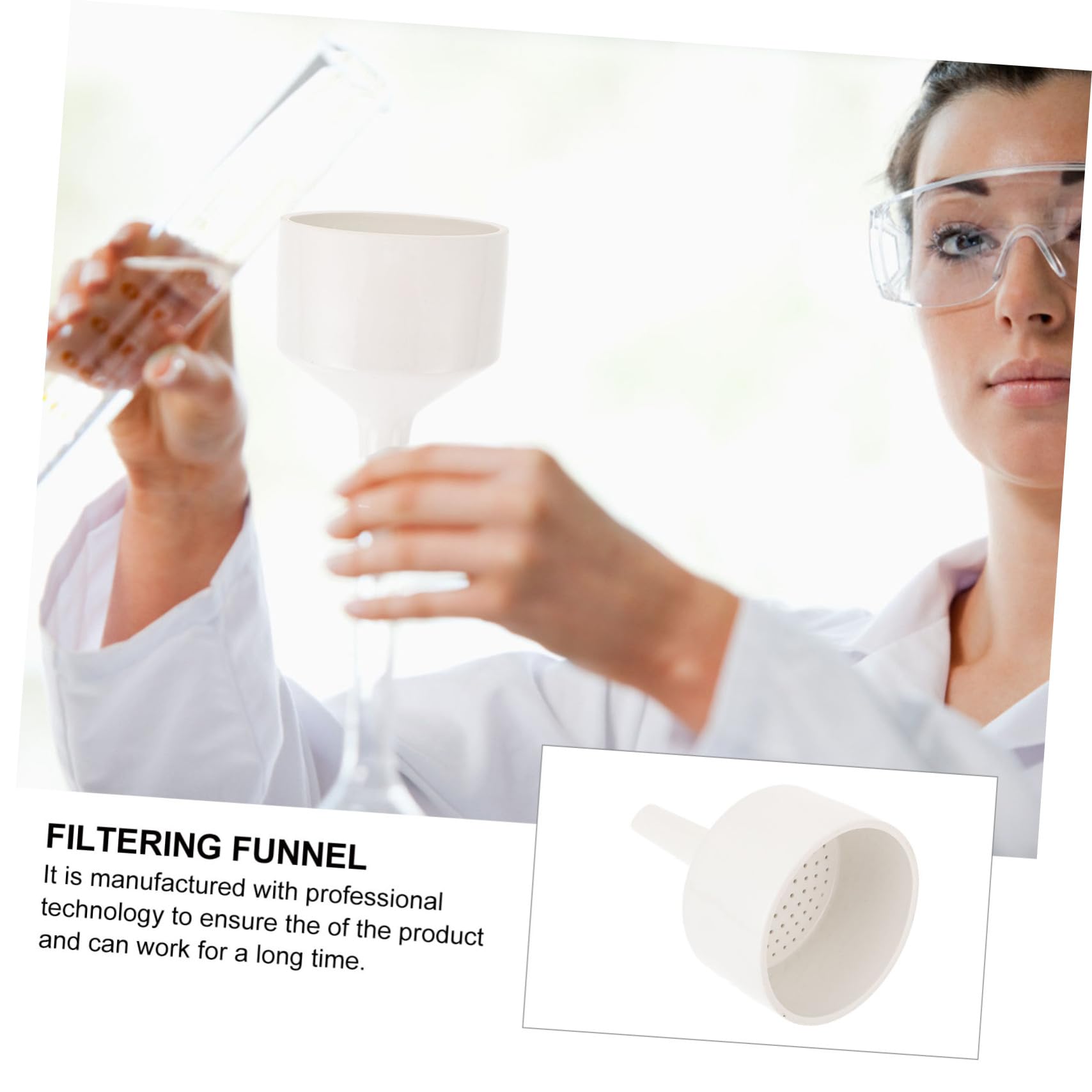 Imbuto Ceramico da Laboratorio 1 Pezzo Bianco Rotondo | Filtrazione Sperimentale, Struttura Durata Chimica Elevata, Strumento Tecnico per Ceramica
