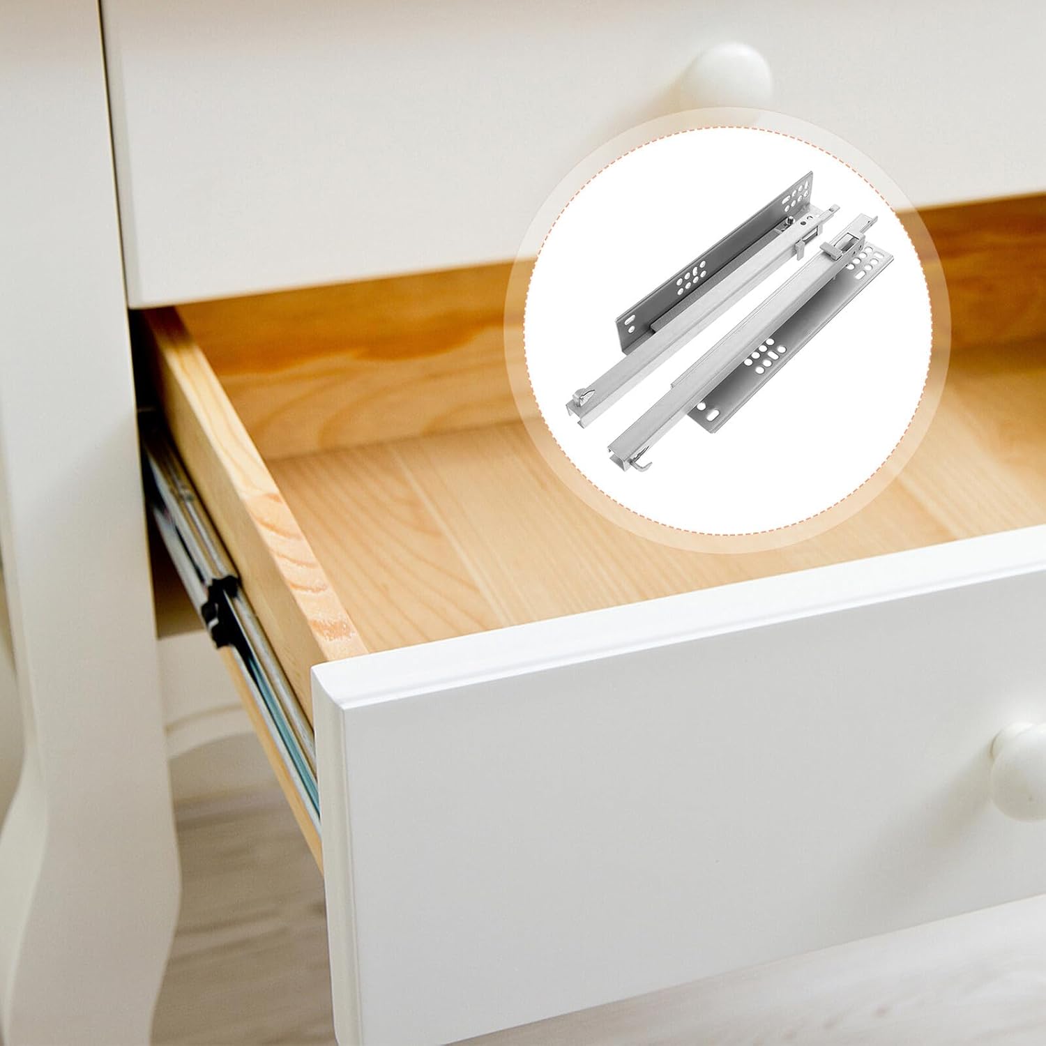 2pcs Softer Close Cabinet Drawer Slides Concealed Mount Buffer Damper Rails for Smooth Quiet Drawer Operation Replacement Runners for Residential and Commercial Use