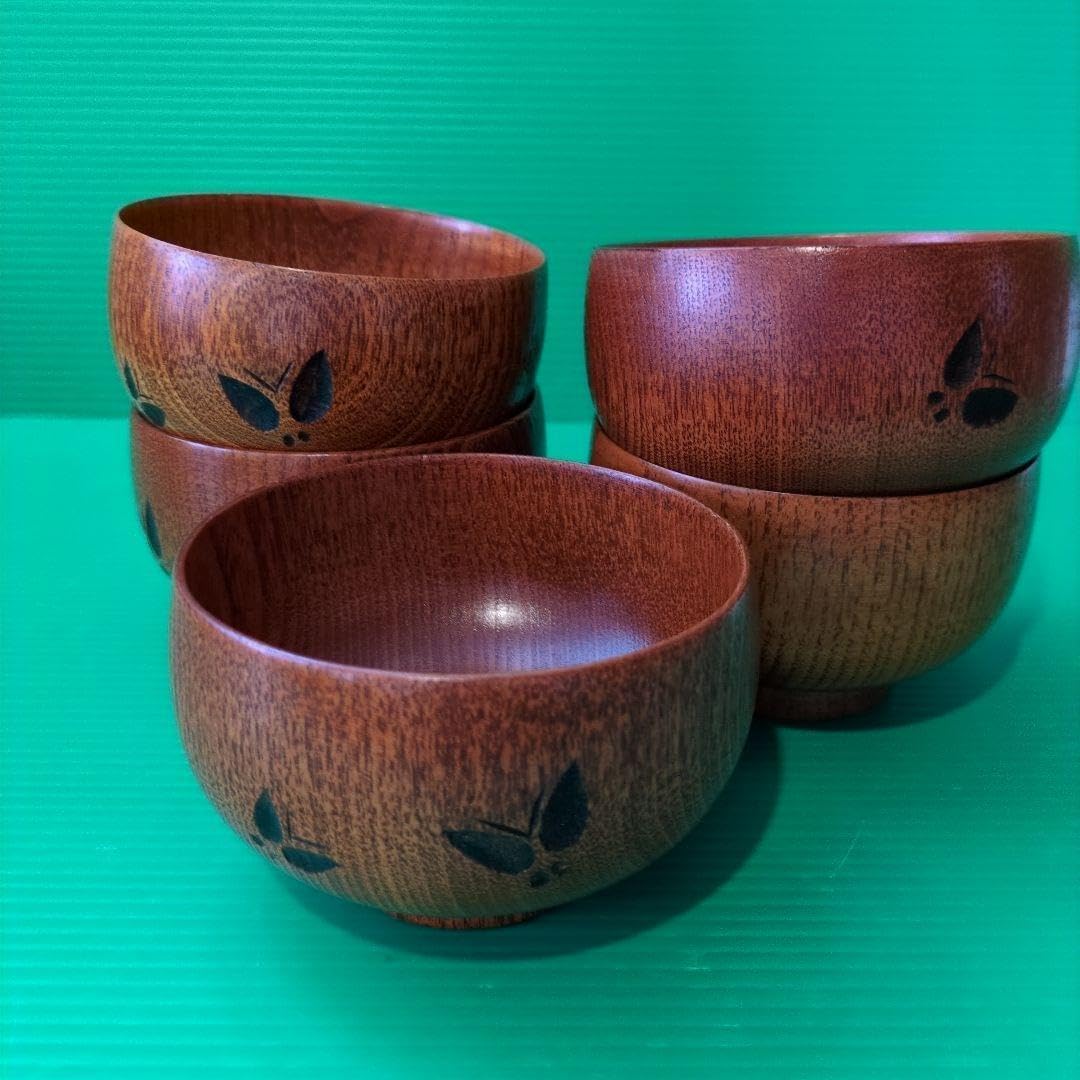 花模様の漆器椀 直径約15cm 5客セット 九谷焼 色絵花柄漆器椀 直径約