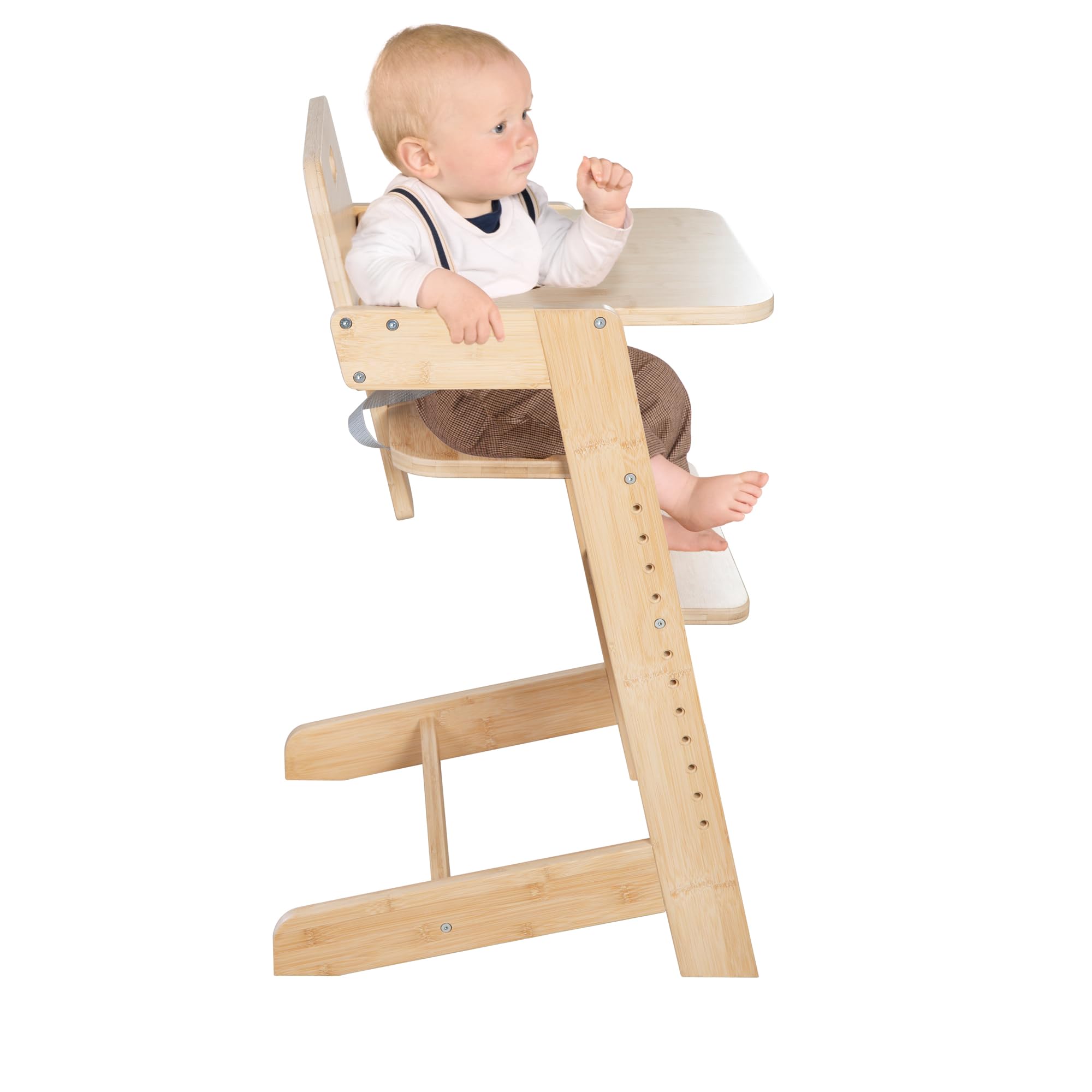 roba Seggiolone per Bambini Nature Up in Legno di Bambù Certificato FSC - Regolabile con Vassoio Rimovibile - Cintura a 3 Punti - Fino a 70 kg di Portata - Naturale