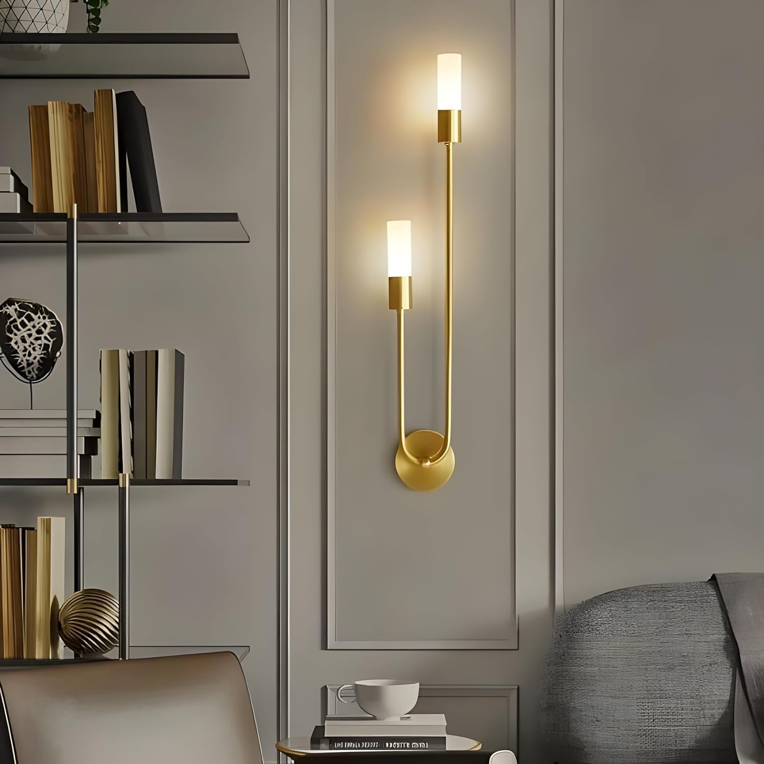 Sky Instruments Lighting World Fancy 2 Light Gold Wall Sconce Brass Wall Lamp Modern Vanity Industrial Light, Bathroom Fixture-(Bulb is not Included)
