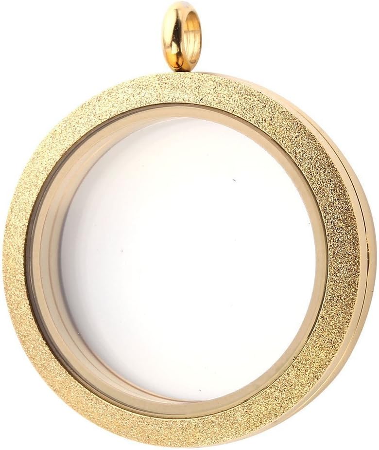Blowin 30MM Gold Floating Stainless Steel Charms Memory Locket Necklace, Friendship with 22 Inches Chain