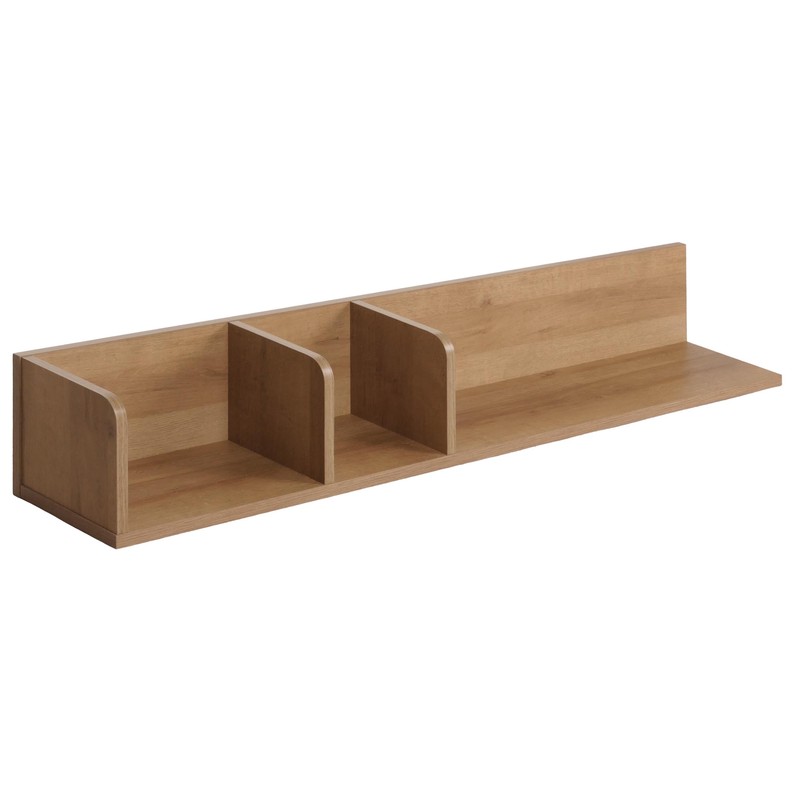 Mendler HWC-M48 - Estantería de pared (3 compartimentos, 20 x 120 x 21 cm), color natural | Estantería suspendida, estantería de madera, estantería flotante