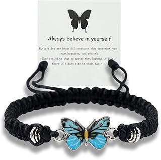 Always Believe in Yourself Butterfly Bracelet--Adjustable String Butterfly Bracelets "Always Believe in Yourself" for Women, Cute Butterfly Charm Bracelets, Always Believe in Yourself Butterfly Bracelet for Teen Girls, Gift for Friends Butterfly Bracelet