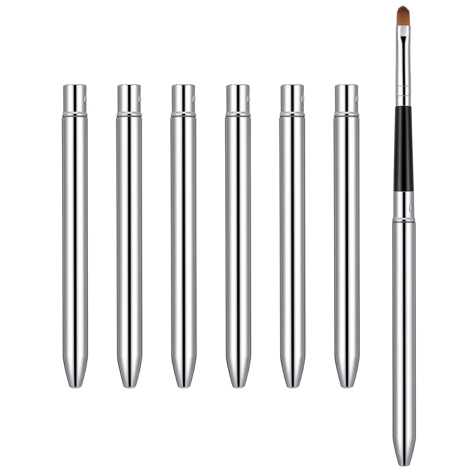 Lot de 6 pinceaux à lèvres rétractables pour rouge à lèvres avec capuchon argenté pour maquillage précis des lèvres pour femmes et filles