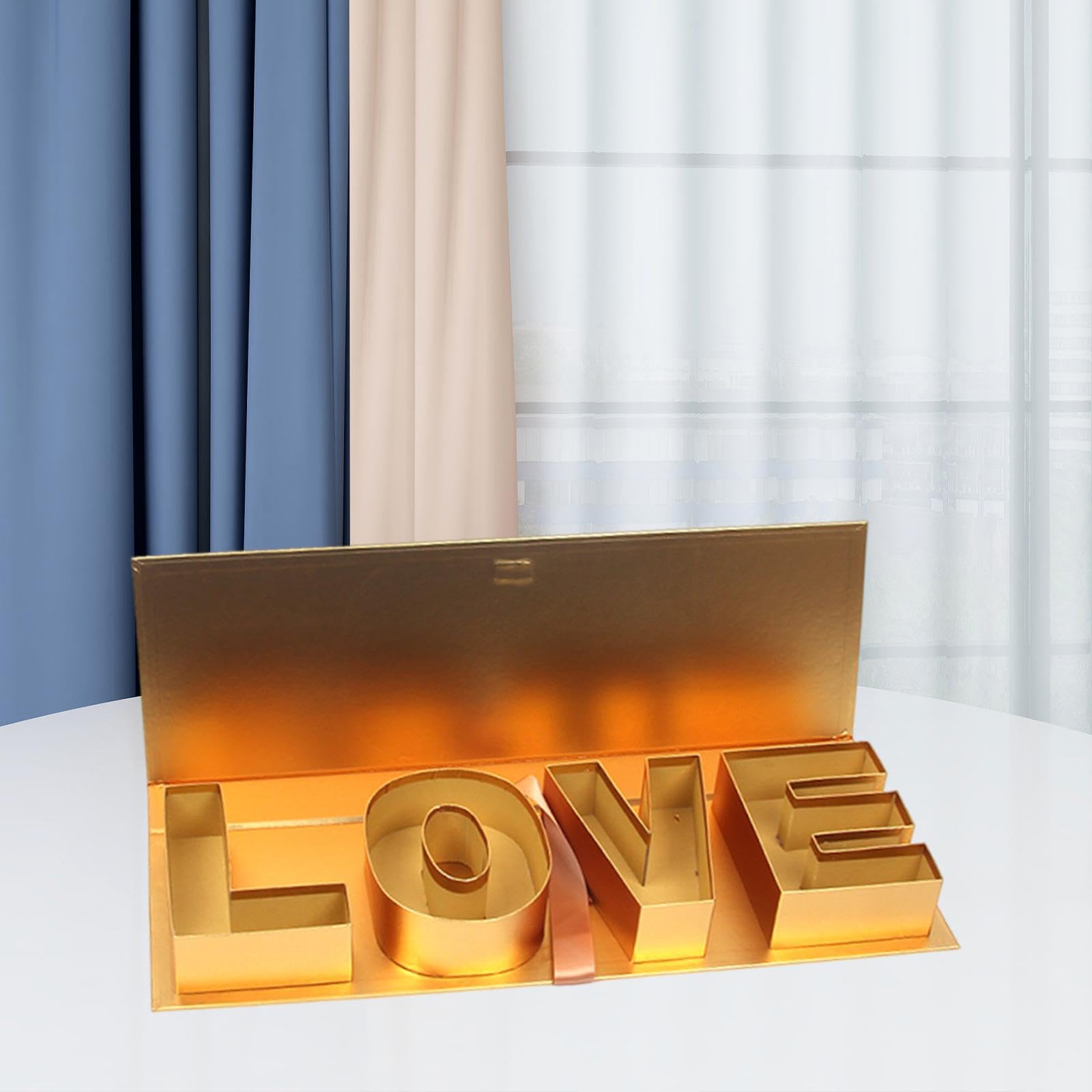 YWMJZEU Caja de Regalo de Cartón Vacía para Flores, Recipiente Versátil, Ideal para El Día de La Madre, Cumpleaños, Boda O Cualquier Otra Ocasión, Oro, tal como se describe