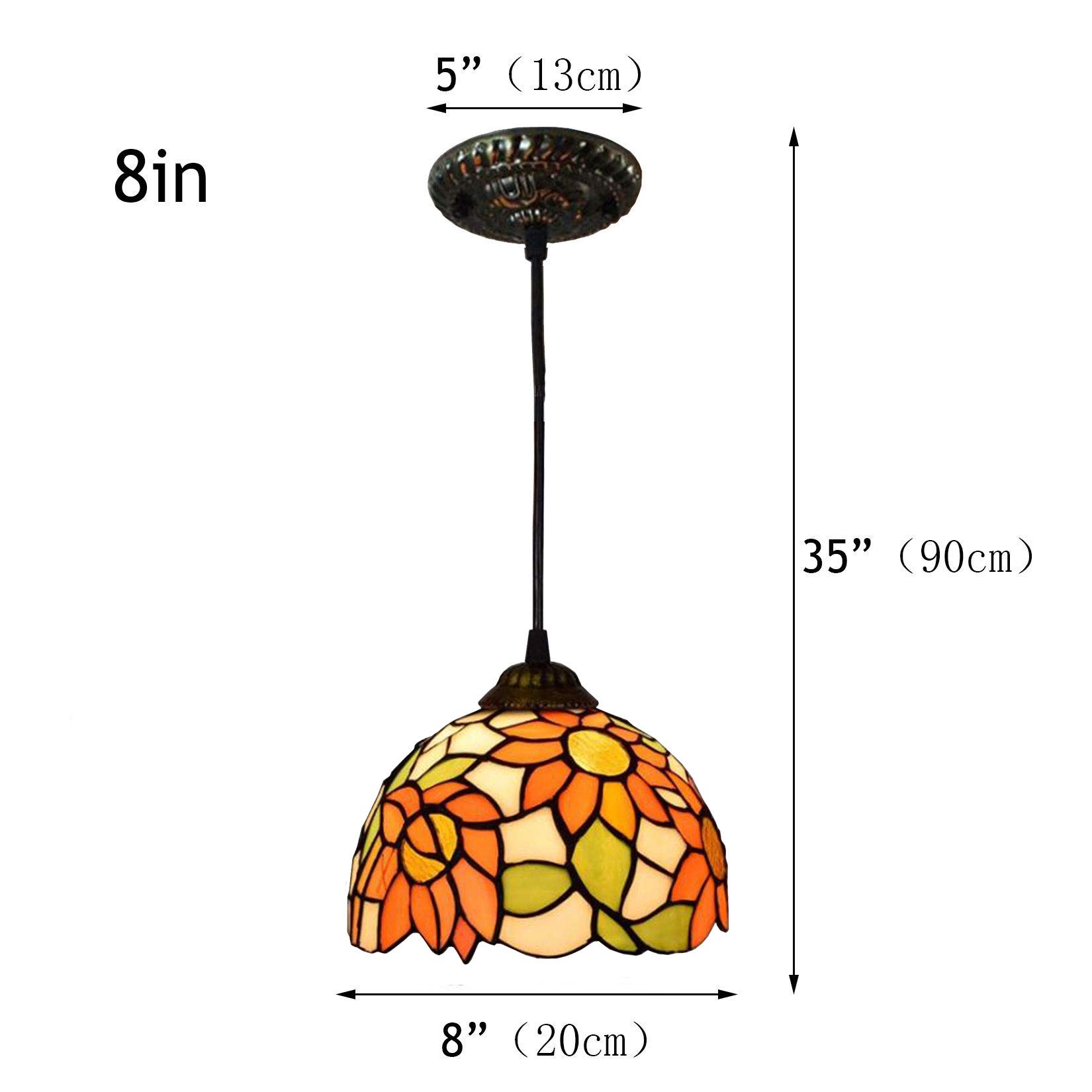 8 "Lampada a Sospensione a Sospensione da 8" Lampada a Sospensione a Sospensione Sun Flower Glams Shame Pastorale Vintage 1 Lampada appesa alla Sala da Pranzo Cucina Bar a Sospensione di