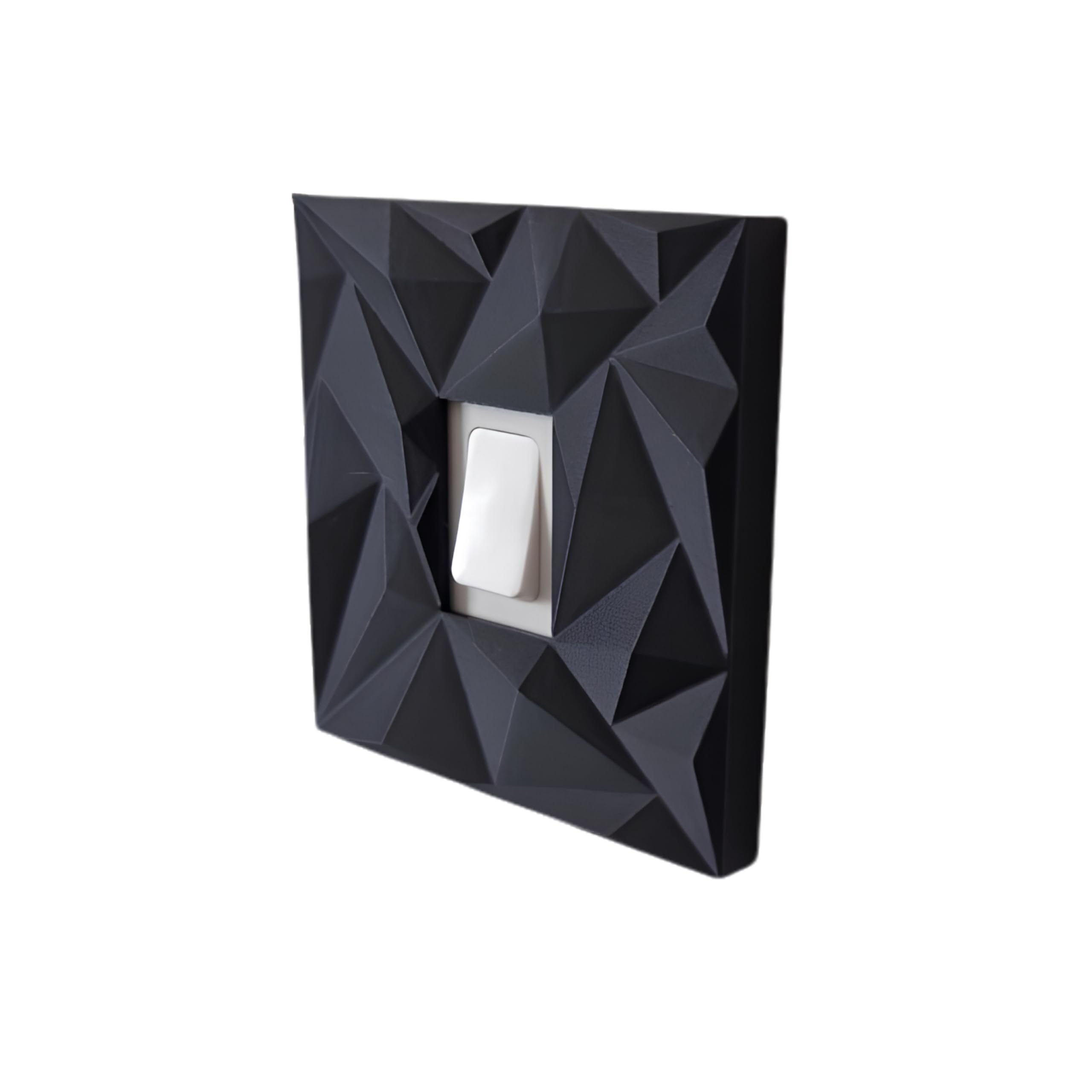 Decorative Light Switch Cover, 3D Geometric Style, Self-Adhesive, Easy Upgrade for UK Light Switch Black Single Switch