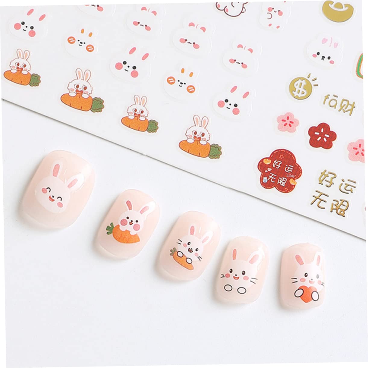 Healeved 30fogli Adesivi Per Unghie Tema Coniglio Decorazioni Per Nail Art Impermeabili e Facili Da Applicare Per Unghie e Creatività Personale