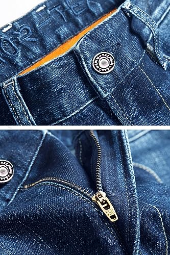 Qazel Vorrlon Men's Fleece Lined Jeans Winter Warm Flannel Skinny Slim Fit Stretch Denim Pants4