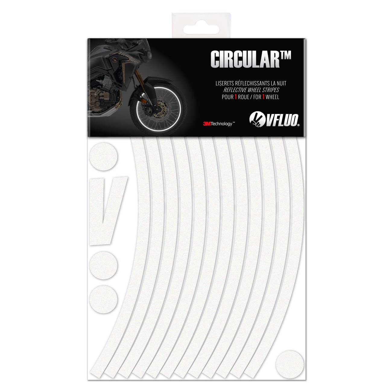 VFLUO - Kit Stickers Jantes Réfléchissants Rétro, 3M Technology™ - Haute Visibilité Latérale - Motorists - Nuit et Circu