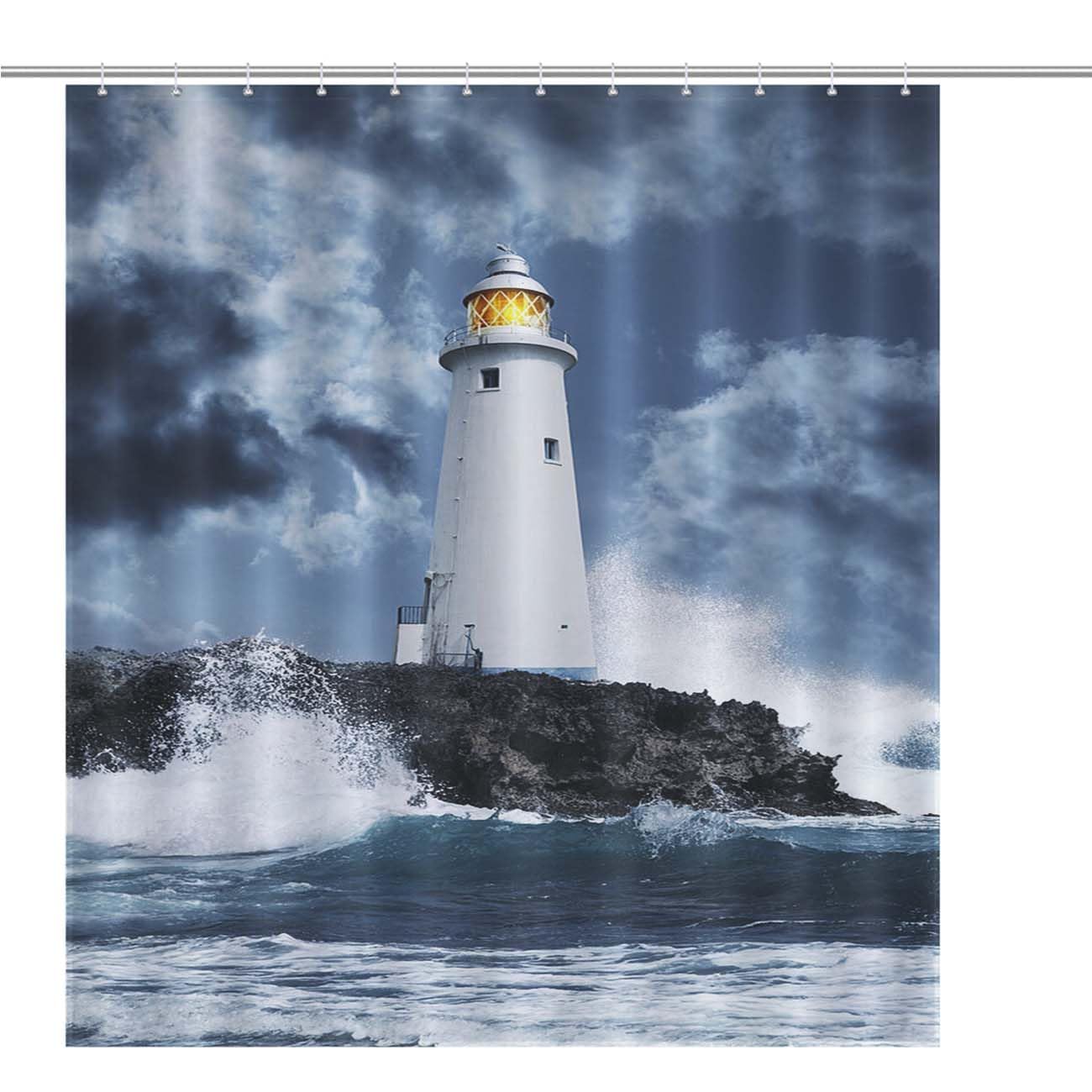 Rideau de douche phare en polyester de qualité supérieure imperméable 183x183cm