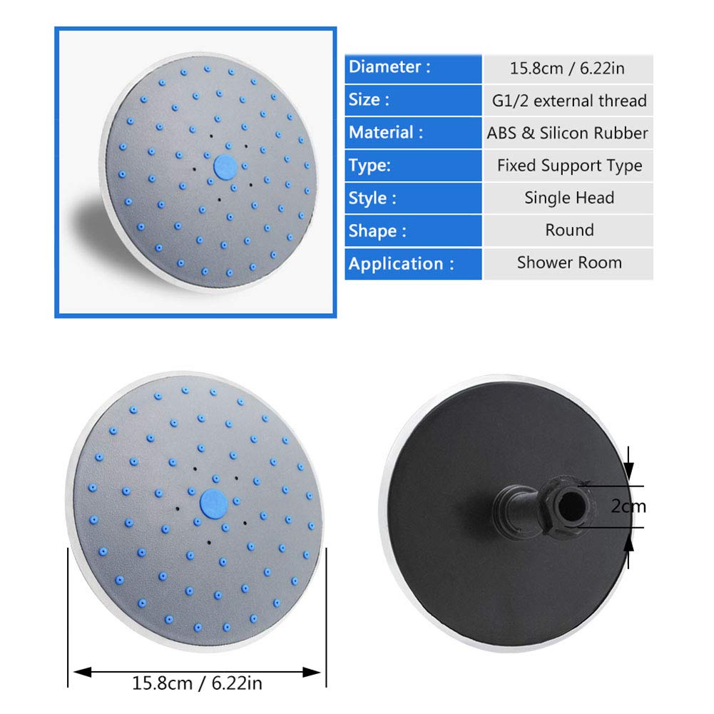 Pomme De Douche Pluie R&Xrenxia 19 Cm Ronde En ABS Et Silicone - Installation Facile, Jet Doux Et Uniforme