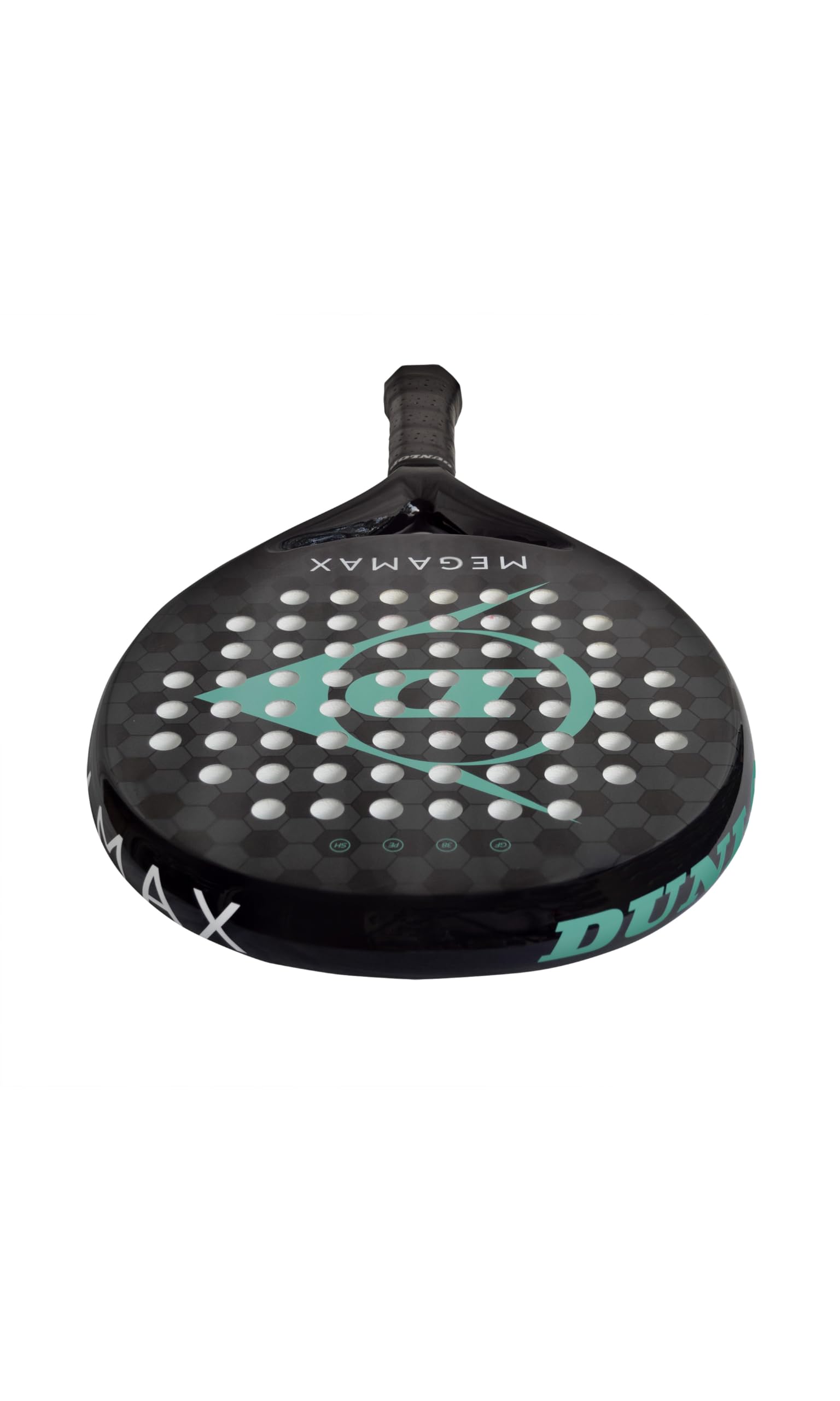 DUNLOP Padel Bat Megamax Silber/Schwarz/Grün – Runde Form, Graphitrahmen – Mittlere Balance, Pro Eva-Kern – Für Anfänger