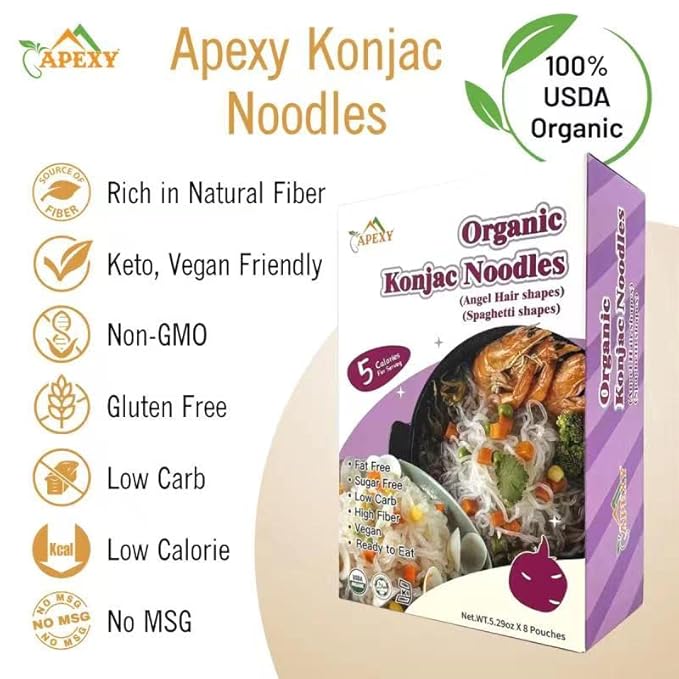 Fideos Orgánicos Shirataki Konjac Apexy 8 Bolsas 42.24oz miniatura 2