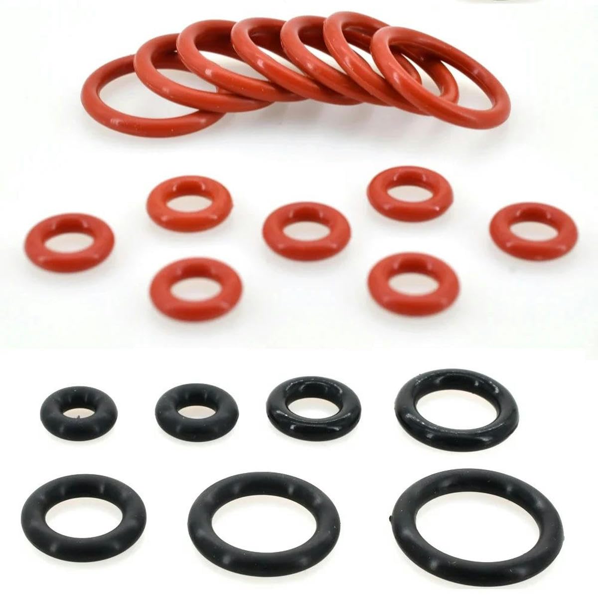 CS1mm-CS4mm Junta tórica roja Sellado Negro NBR Junta tórica de silicona Juntas de plomería Kit de juntas tóricas resistentes al aceite y alta temperatura-negro cs1.0mm-10 cajas