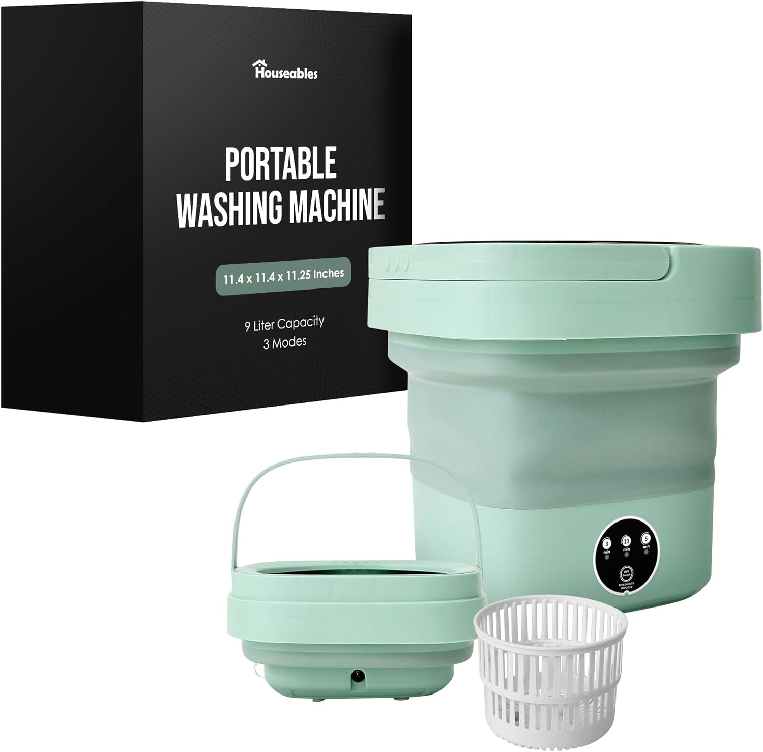 Mini Washer, Small Washer Machine, Mini Washer Machine, Portable Mini Washing Machine, Lavadora Pequeña, Small Laundry Machine, Small Washing Machine, Foldable, Collapsible, For Countertop, Camping, Green