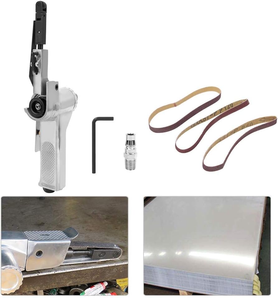 Fafeicy 10mm Pneumatic Belt Sander,Air Grinding Polishing Machine,for Furniture Wood Glass Metal 3/8in