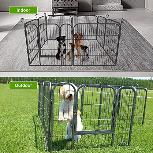 Fowldsen Dog Playpen Outdoor, Dog Fence 8 Panels 24"/32”Height X 32" Width, Dog Fence Exercise Pen With Doors, Portable Dog Playpen For Large/Medium/Small Dogs, Pet Puppy Playpen(60 * 80 Wei'g'h'te'd #TOP5