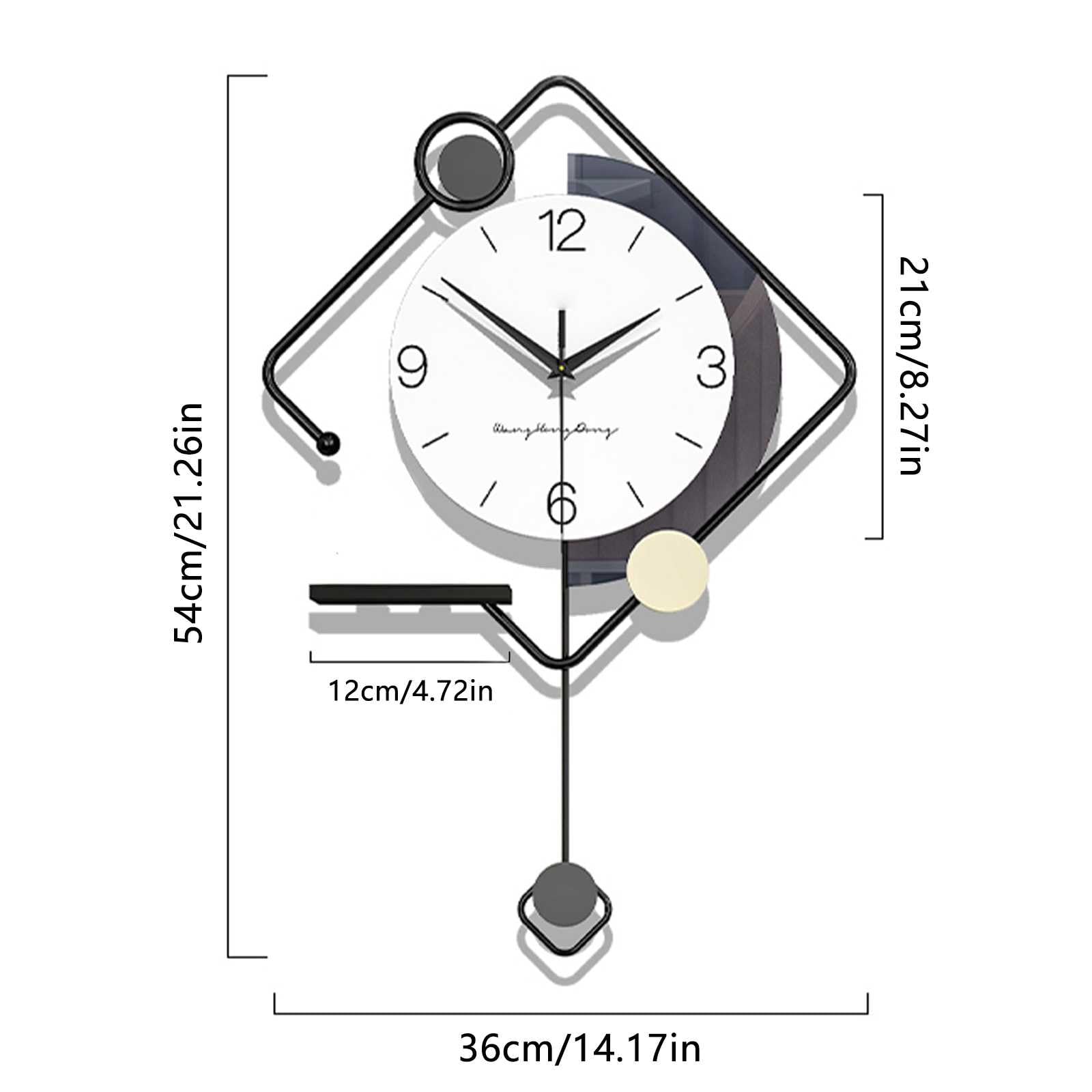 TWFJEL Minimalistische moderne wandklok, grote creativiteit, decoratieve wandklokken met metalen frame wijzerplaat van hout, wandklok zonder tikkende geluiden, voor woonkamer, slaapkamer, kantoor