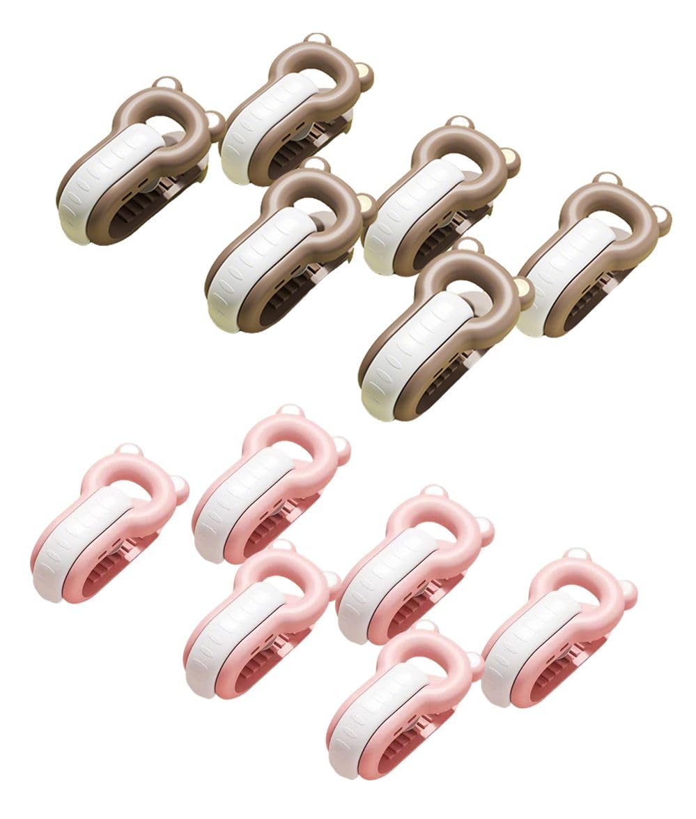 布団クリップ 12個セット 布団 滑り止め 多用途 ずれ防止 軽量設計 固定器 耐久性 ピンク/モカ色 強力 取り付けが簡単 簡単取り付け 安全性 約5.3*2.6*2CM 跡が残らない強力クリップ きょうりょくな跡のないクリップ 針なし 無針デザイン ボタン