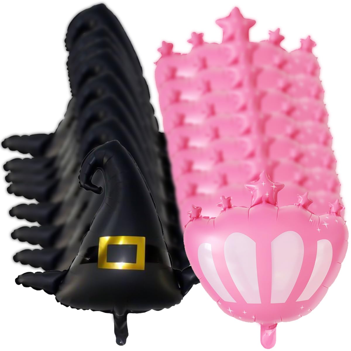 16Pcs Birthday Party Decorations,Black Hat Balloon and Pink Crown Balloon for Wick Themed Birthday Party Props Supplies