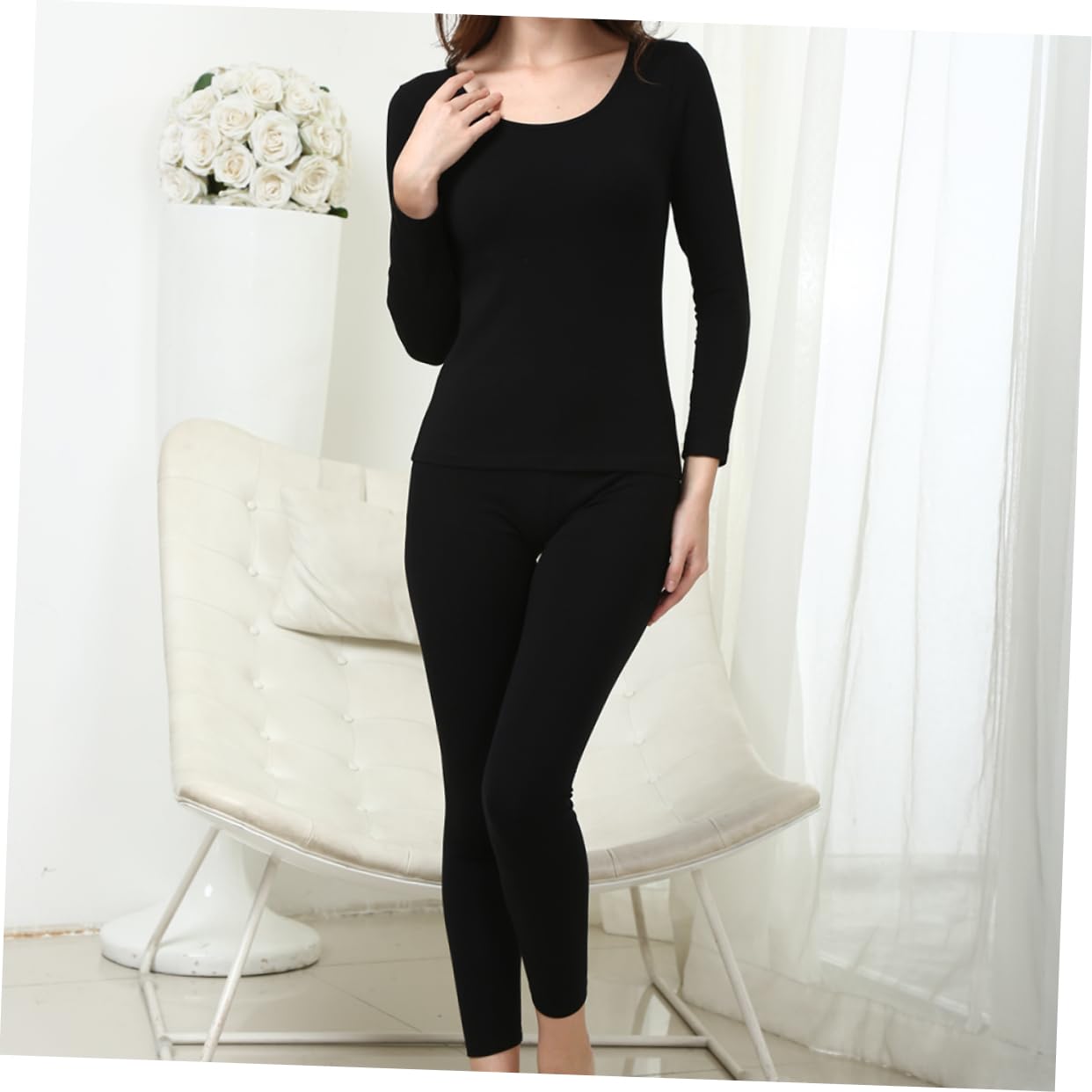 LIFKOME 2pezzi Biancheria Intima Termica da Donna Set di Mutande Lunghe e Pantaloni in Cotone e Spandex Morbidi Caldo e Confortevole per Inverno Indoor e Outdoor