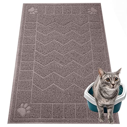 Image of Cat Litter Mat, Litter Trapping Mat Soft on Kitty Paws, 35 inch x 24 inch Kitten Litter Box Mat for Cleaner Floors, Waterproof, Easy Clean, Durable Large Size Cat Litter Pad for Kitten.