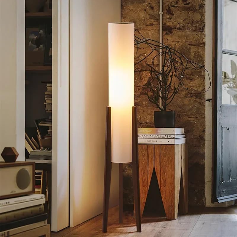 Japanese Solid Walnut Wood Floor Lamp – Modern Standing Light with Touch Switch, Walnut Base, Soft Ambient Lighting, LED Bulb Included, 50" | Klarako (Warm Light, 1, Count)