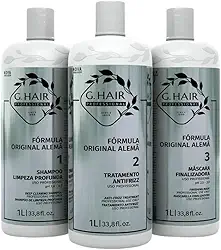 G.HAIR Kit de tratamento de queratina suavizante com fórmula original (3 passos) 1 litro