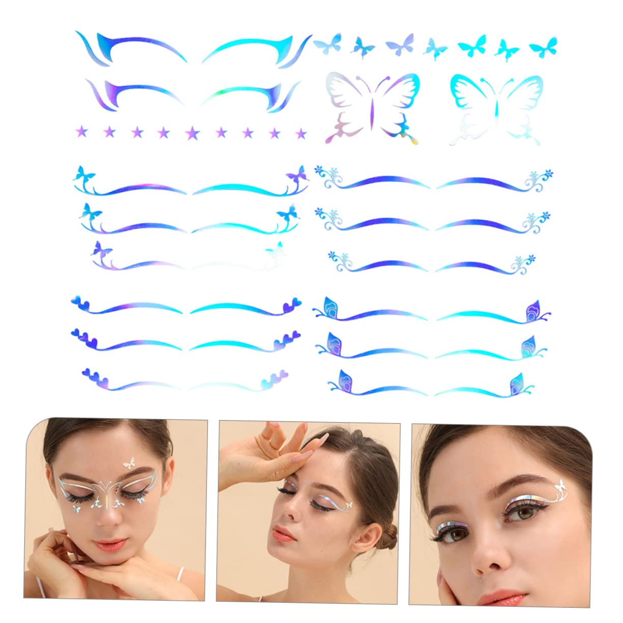 Healeved 18fogli Adesivi Per Ombretto e Eyeliner Decorazioni Per Cosplay Compleanni e Speciali Facili Applicare e Rimovibili Disagio