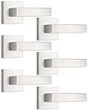 Probrico Contemporary Dummy Door Lever Handle Set, Satin Nickel Finish, Non-Turning Pull Only, Inactive Door Handle, Zinc Alloy, 6 Pack