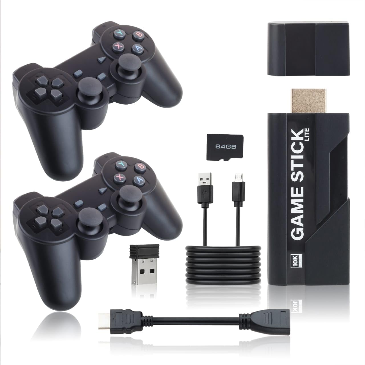 DXP Bay Station 4k Retro Game Stick Console | Hdmi Plug & Play Gaming Stick with 2.4g Wireless Dual Controllers | Preloaded Classic Games | TV Compatible | Memory Card Supported