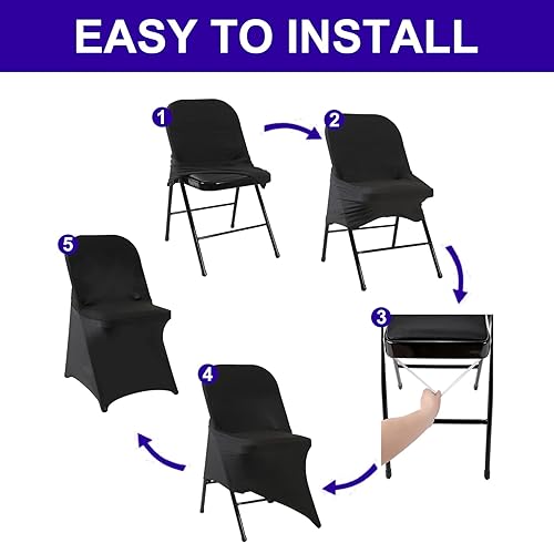 Miniatura 5 de Howhic Fundas plegables para sillas de fiesta, 12 piezas, fundas universales de elastano ajustables para bodas, banquetes, conferencias