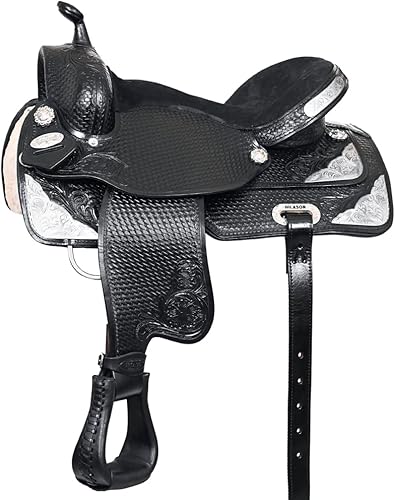 HILASON Western Horse Saddle American Leather Treeless Trail Barrel