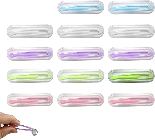 Juego de 15 herramientas de extracción de contactos, pinzas suaves para lentes de contacto, aplicador de palo para lentes de contacto fáciles para