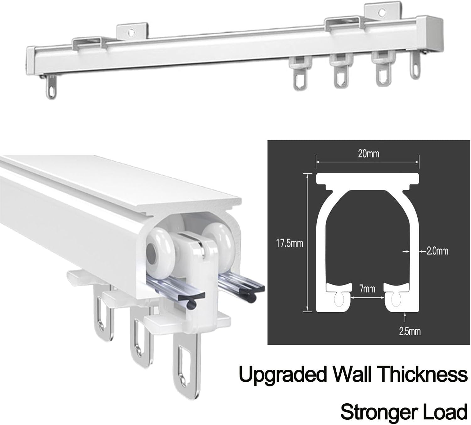 【関税込み】頑丈なカーテンレールトラックシステム、 カーテン用天井レール、 カーテン トラック 静音ランナー付、 窓用ルームディバイダー、 ウォ