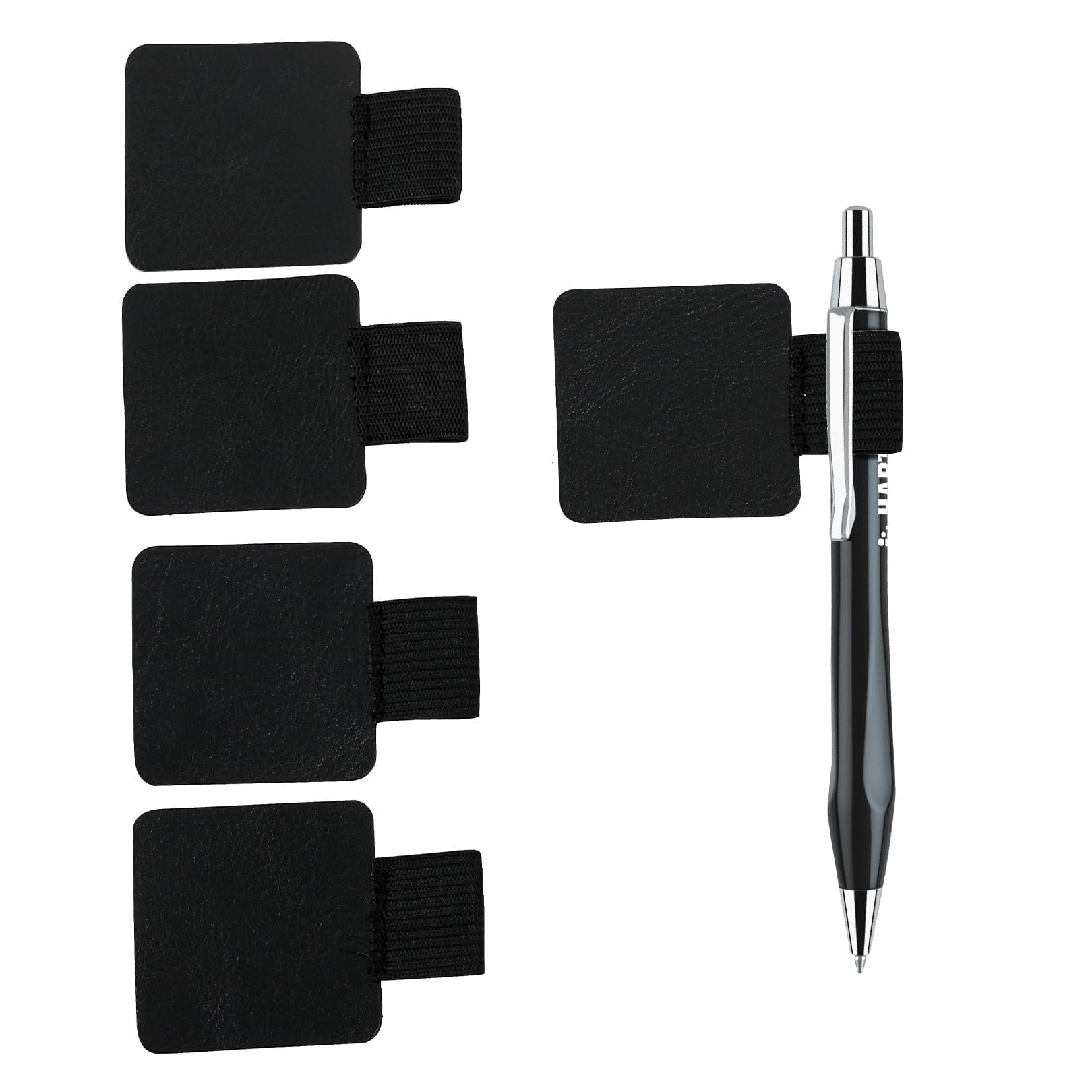 6 Pcs Pen Loop,Self Adhesive Elastic Pen Holder for Notebook,Durable Faux Leather Notebook Pens Holder,Universal Pens Loop for Notebooks Diaries Tablets Calendars Planner Journals Clipboards (Black)