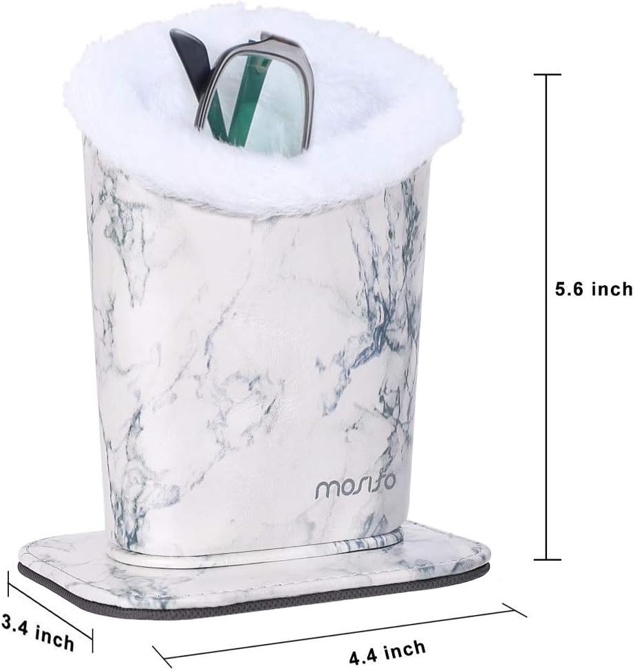MOSISO Eyeglasses Holder, Plush Lined PU Leather Pattern Stand Case with Magnetic Base, White Marble : Clothing, Shoes & Jewelry