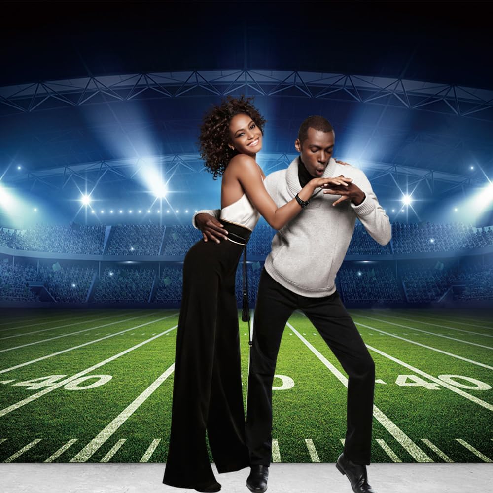 Qian 10x8ft Polyester Sport Theme Photography Backdrop Football Photo Background for Tailgate Sports Birthday Party Cake Table Photo Booth Decor Baby Shower Newborn Children Photography Props