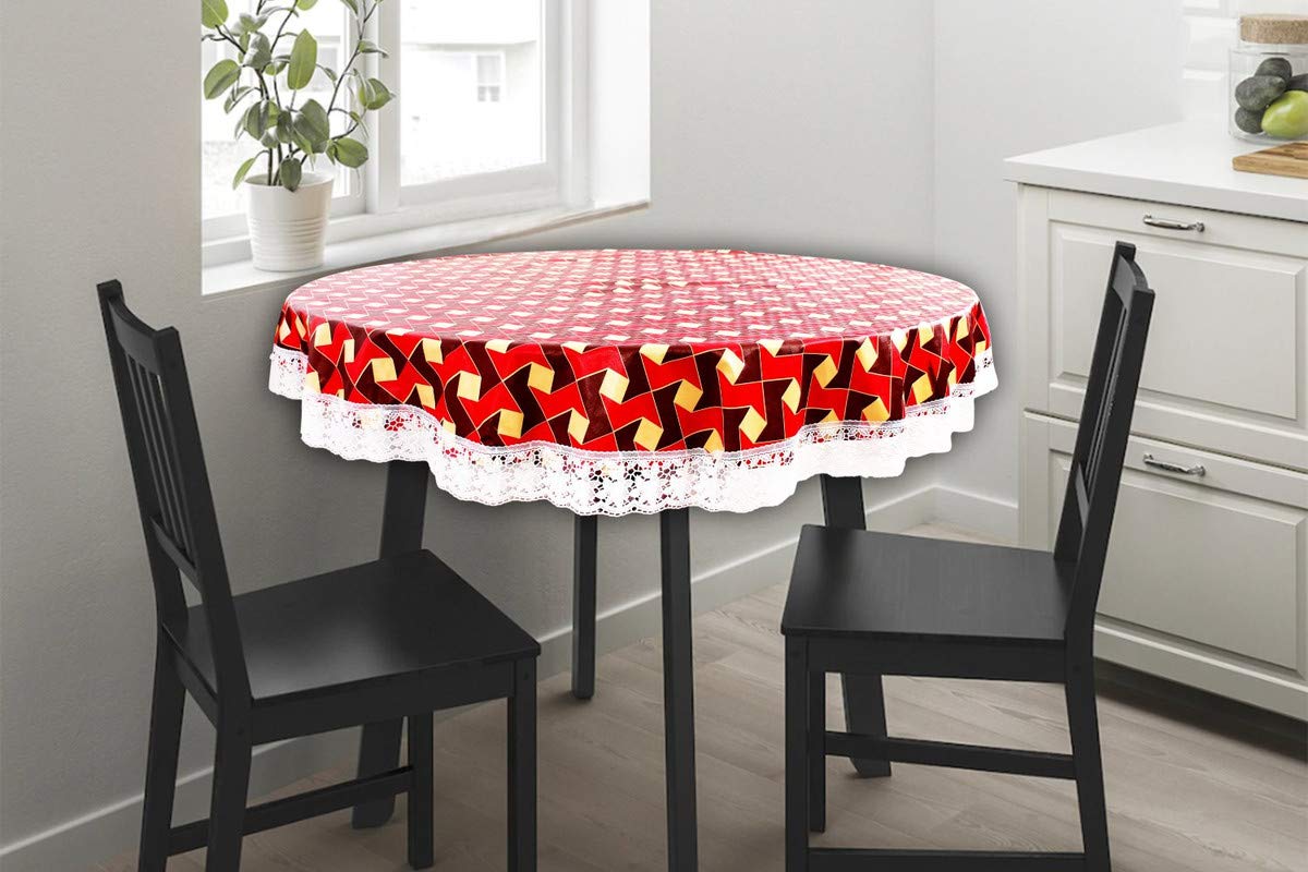 The Furnishing Tree Round Shaped WxL 48x48 Inch Center Table Cover Frieze Pattern Brown, Waterproof PVC-picture-22