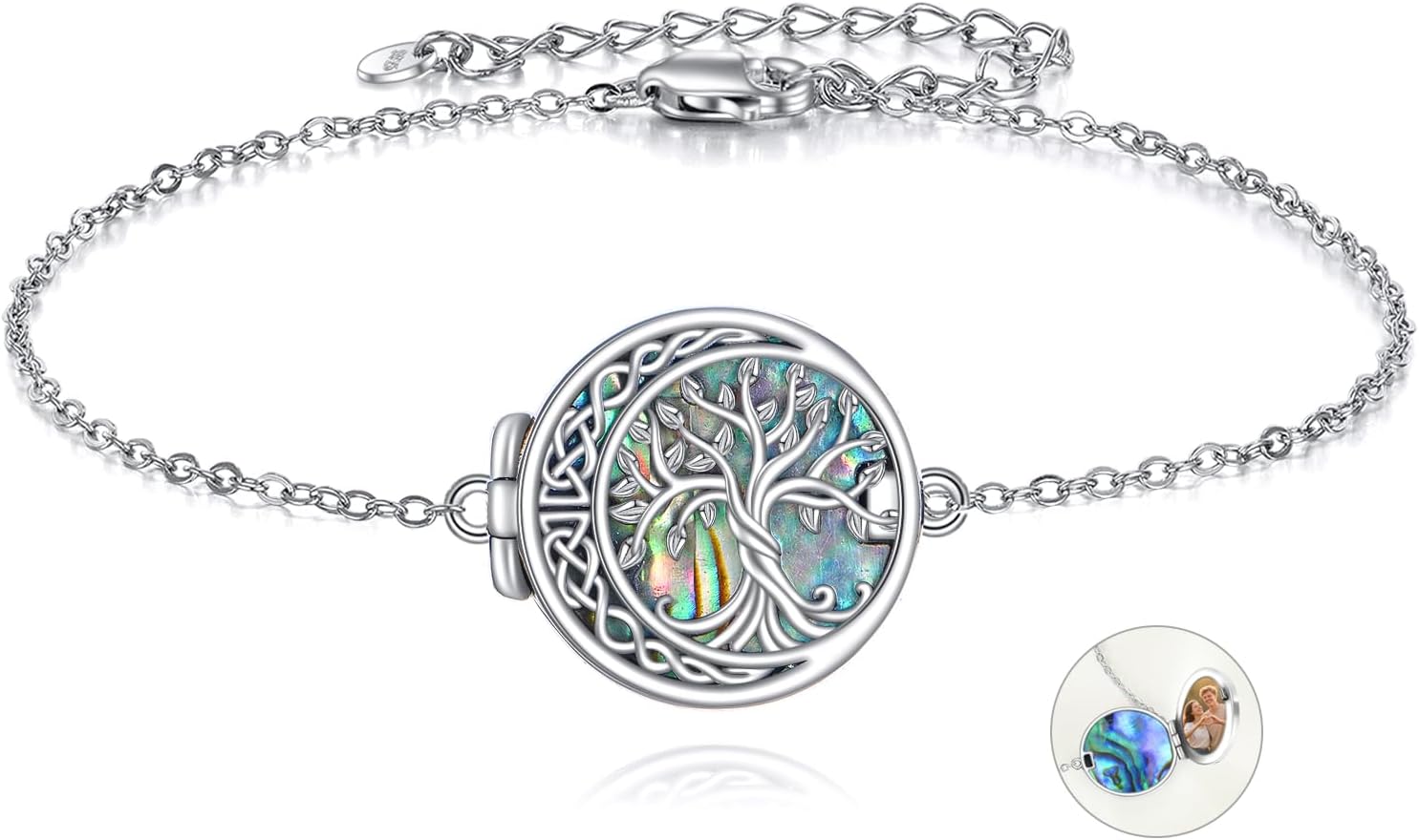 Compass/Tree of Life/Anchor Locket Bracelet 925 Sterling Silver Photo Locket Bracelet Jewelry Gifts for Women