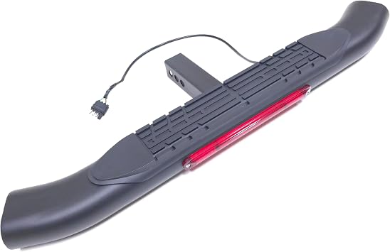 LEDIN 36" L x 3" H x 4" W Towing Hitch Step Bar 2" Receiver Oval Universal with Red LED Brake Stop Light Bar Rear Bumper Guard Truck RV Trailer Anti Slip Pad Black