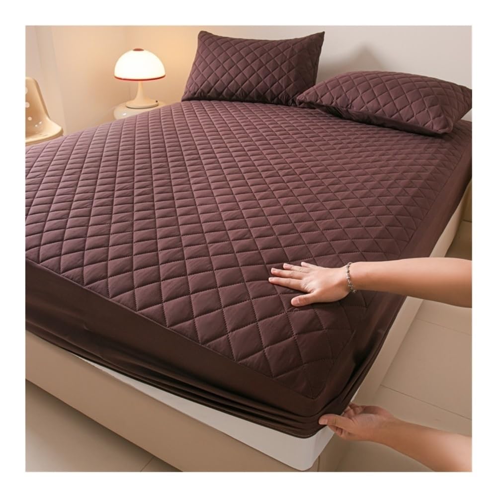 Alèse imperméable matelassée en losanges housse ajustée élastiques 28 cm marron
