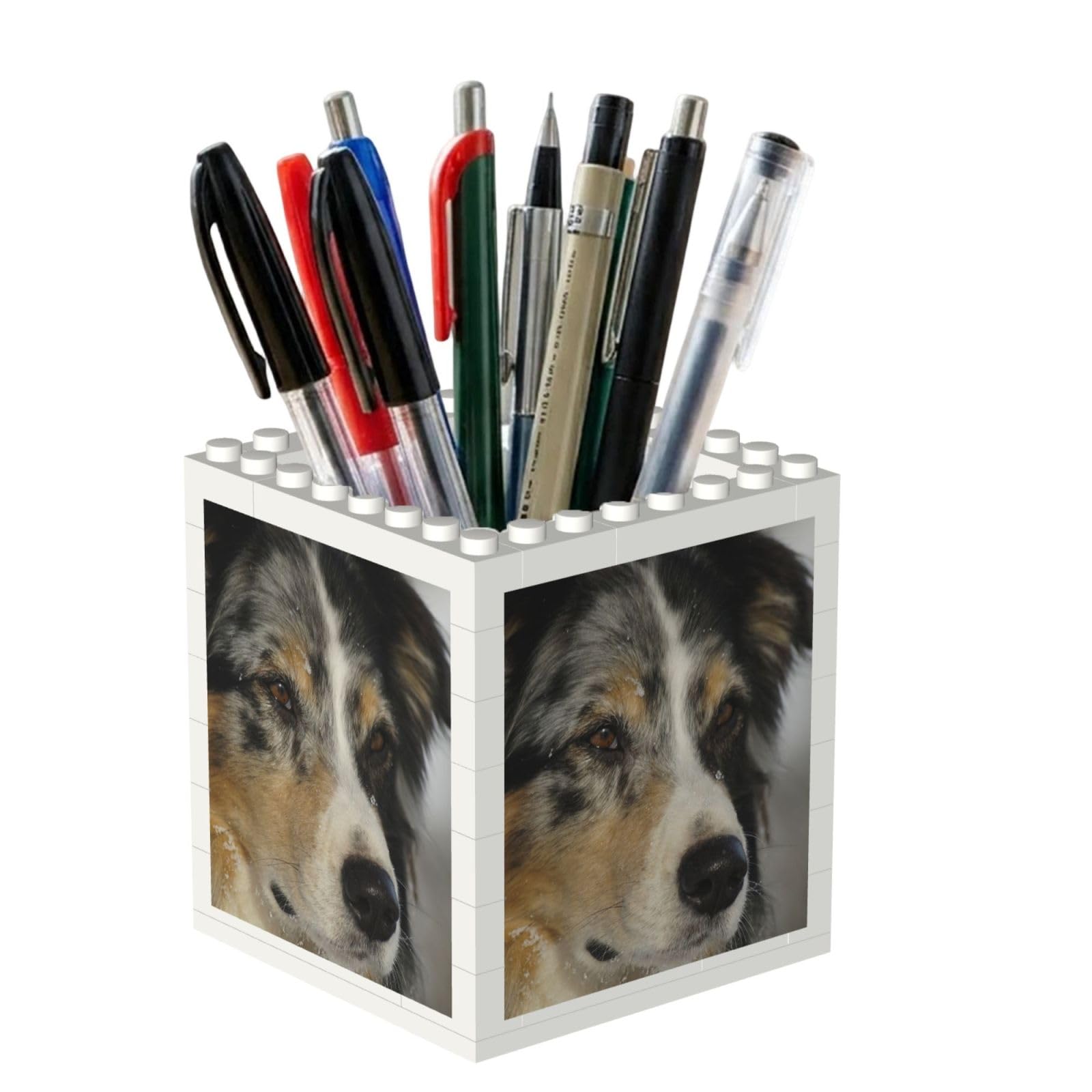 Poadnly Australian Shepherd, Pen Pot Pencil Holder for Office Home School, Compact Desk Organiser for Office Stationery