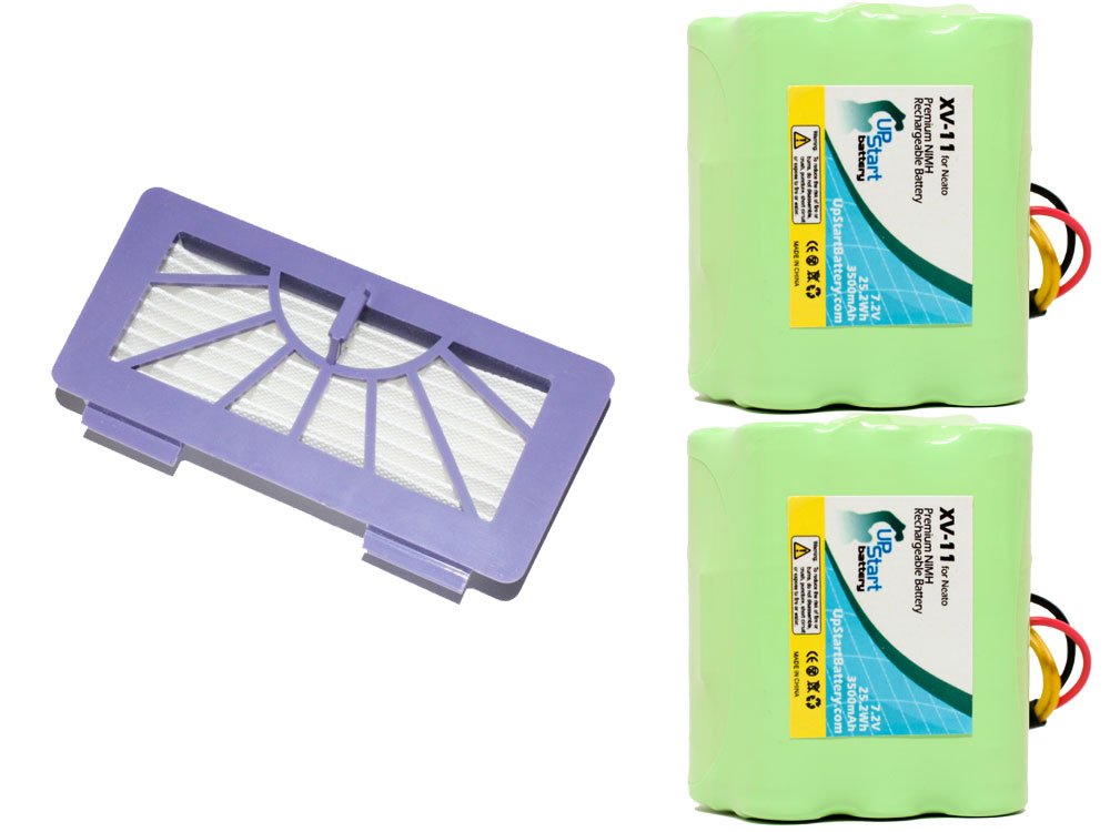 2 Pack - Replacement for Neato XV-21 Battery and Filter - Kit Includes 2 Battery and 1 Filter (3500mAh 7.2V NI-MH)